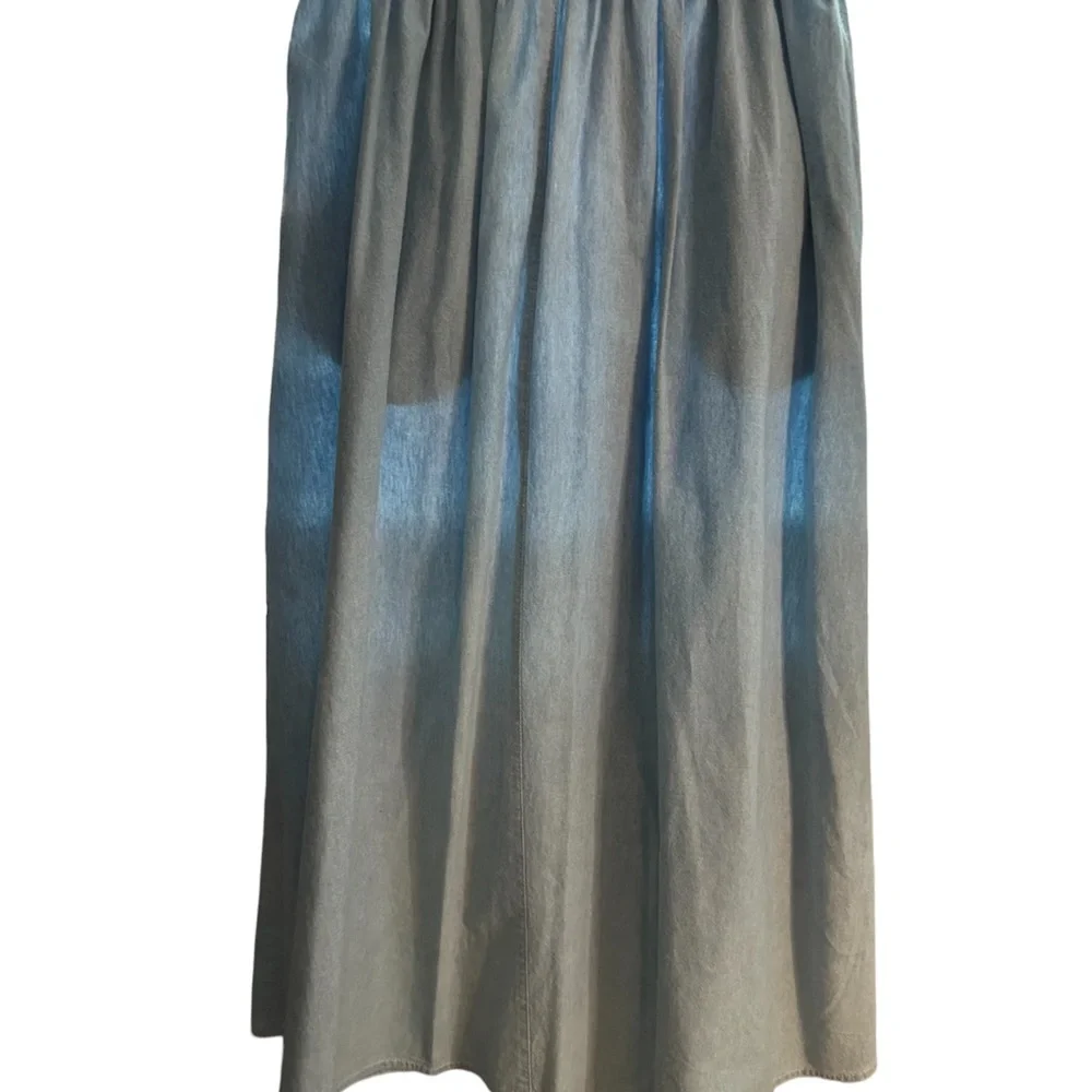 Jennifer Moore cotton Denim Skirt Buttons all the way down Small with pockets - Picture 3 of 11